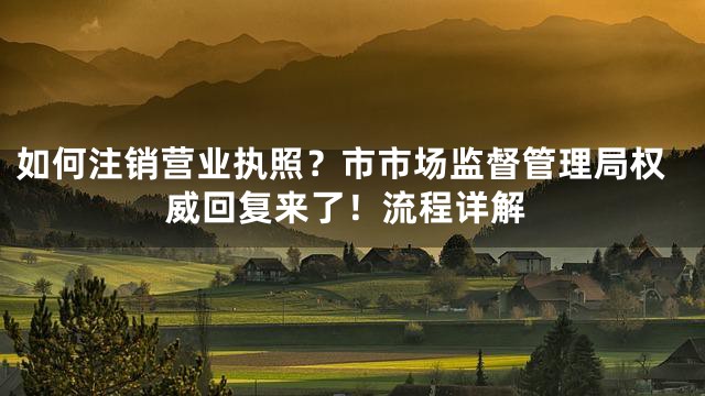 如何注销营业执照？市市场监督管理局权威回复来了！流程详解