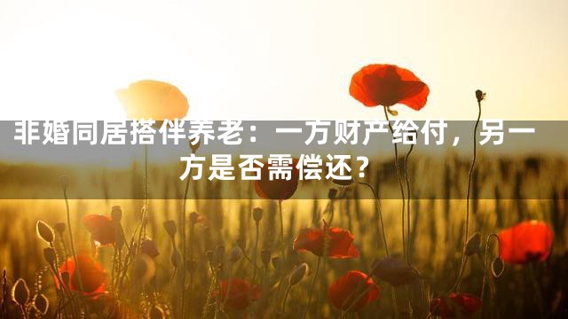 非婚同居搭伴养老：一方财产给付，另一方是否需偿还？