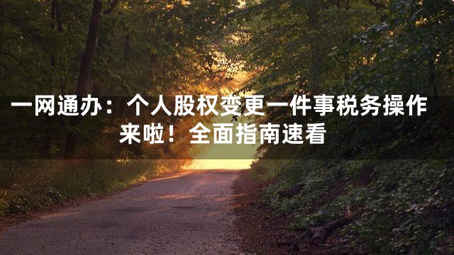 一网通办：个人股权变更一件事税务操作来啦！全面指南速看