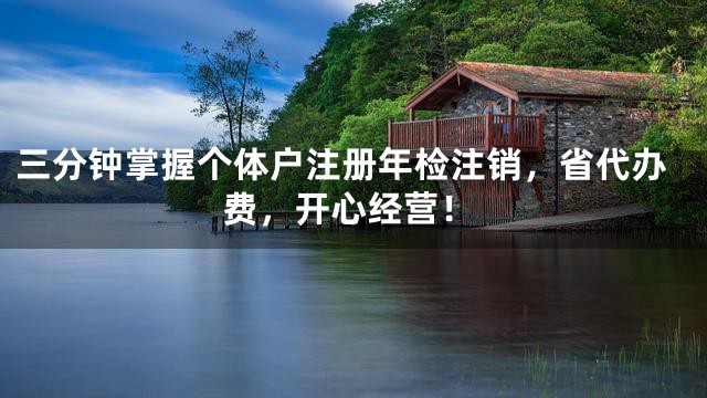 三分钟掌握个体户注册年检注销，省代办费，开心经营！