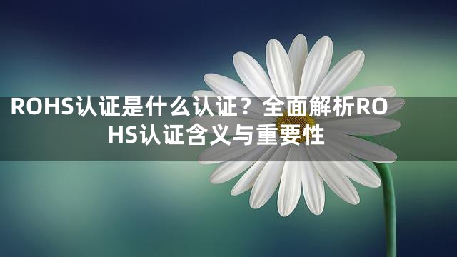 ROHS认证是什么认证？全面解析ROHS认证含义与重要性