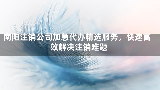 南阳注销公司加急代办精选服务，快速高效解决注销难题