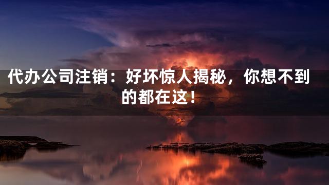 代办公司注销：好坏惊人揭秘，你想不到的都在这！