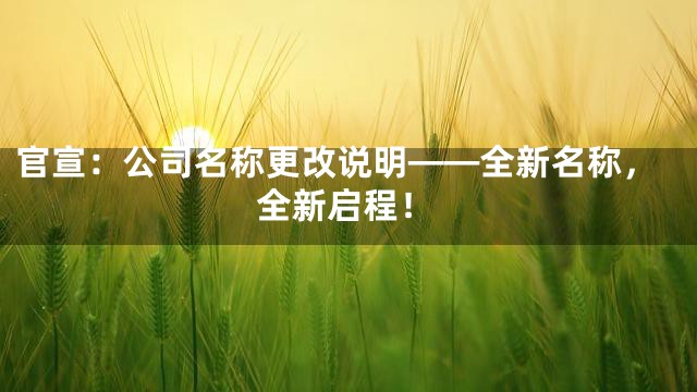 官宣：公司名称更改说明——全新名称，全新启程！