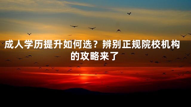 成人学历提升如何选？辨别正规院校机构的攻略来了