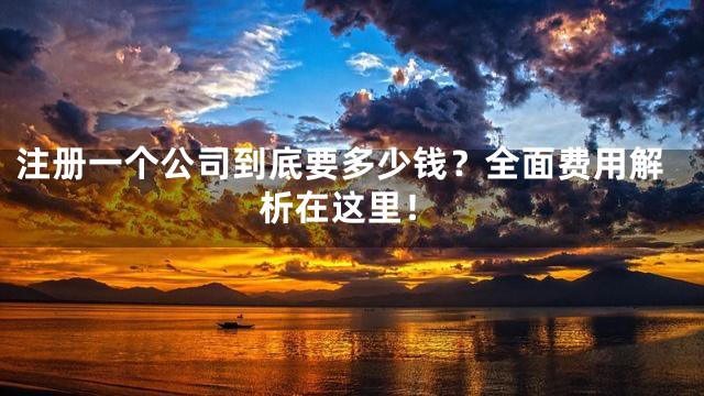 注册一个公司到底要多少钱？全面费用解析在这里！