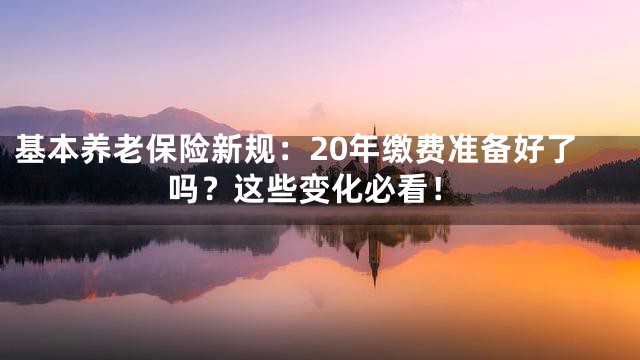 基本养老保险新规：20年缴费准备好了吗？这些变化必看！