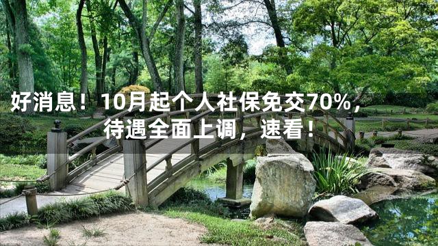 好消息！10月起个人社保免交70%，待遇全面上调，速看！