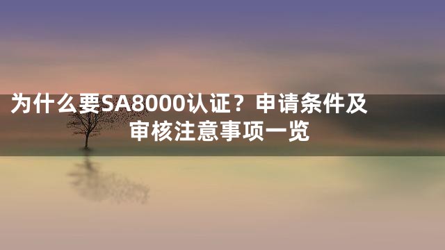 为什么要SA8000认证？申请条件及审核注意事项一览