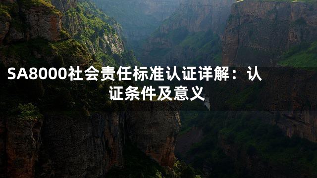 SA8000社会责任标准认证详解：认证条件及意义