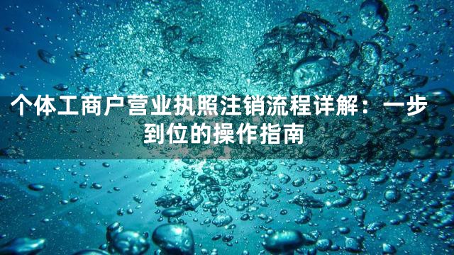 个体工商户营业执照注销流程详解：一步到位的操作指南