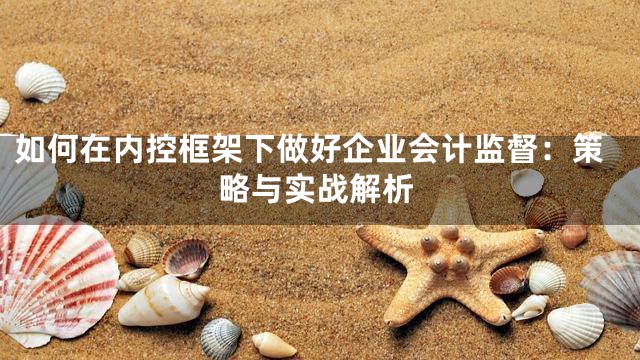 如何在内控框架下做好企业会计监督：策略与实战解析