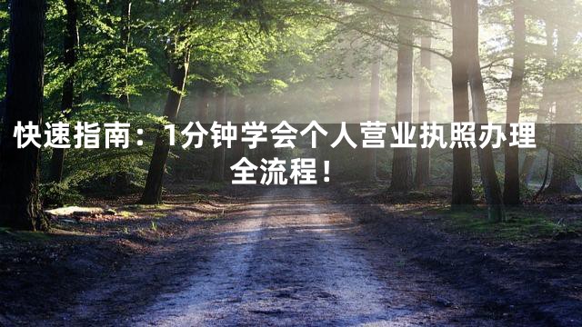 快速指南：1分钟学会个人营业执照办理全流程！
