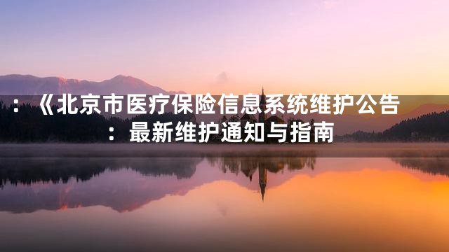 ：《
北京市医疗保险信息系统维护公告：最新维护通知与指南
