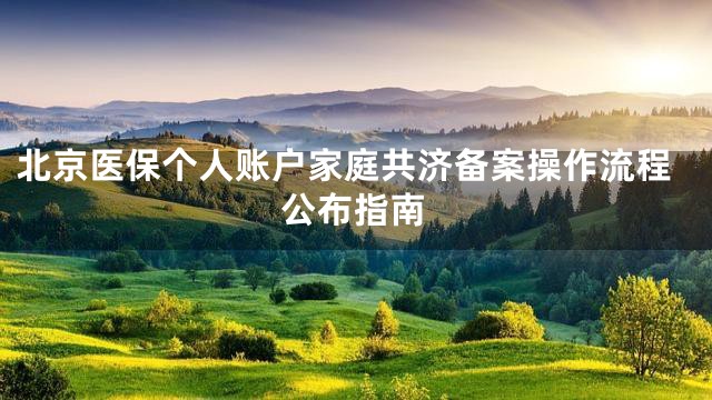 北京医保个人账户家庭共济备案操作流程公布指南