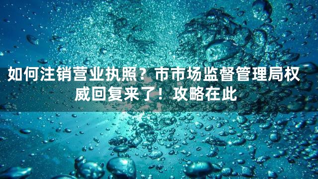 如何注销营业执照？市市场监督管理局权威回复来了！攻略在此