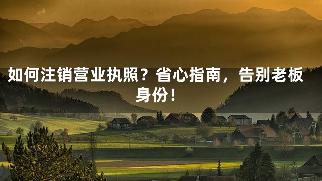 如何注销营业执照？省心指南，告别老板身份！