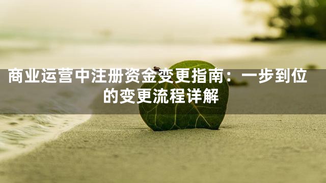 商业运营中注册资金变更指南：一步到位的变更流程详解