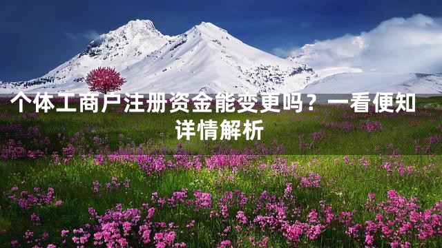 个体工商户注册资金能变更吗？一看便知详情解析