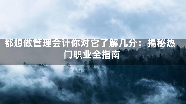 都想做管理会计你对它了解几分：揭秘热门职业全指南