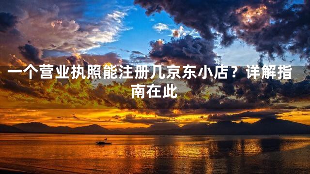 一个营业执照能注册几京东小店？详解指南在此