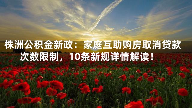 株洲公积金新政：家庭互助购房取消贷款次数限制，10条新规详情解读！