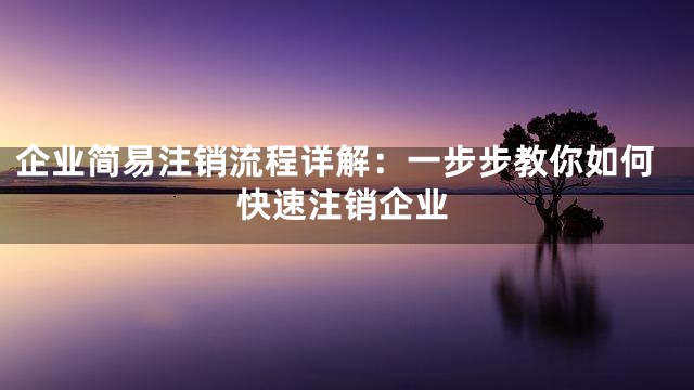 企业简易注销流程详解：一步步教你如何快速注销企业