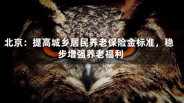北京：提高城乡居民养老保险金标准，稳步增强养老福利