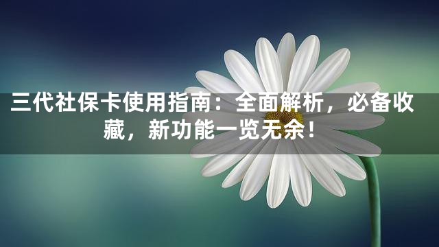 三代社保卡使用指南：全面解析，必备收藏，新功能一览无余！