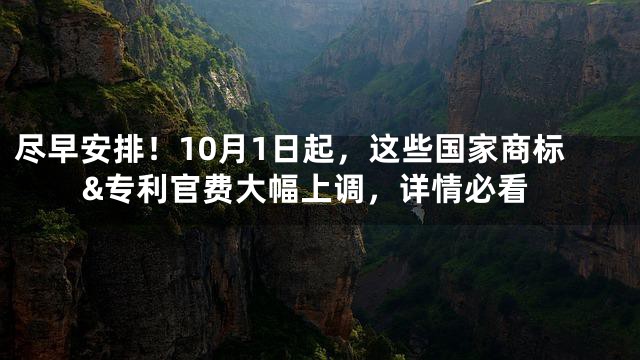 尽早安排！10月1日起，这些国家商标&专利官费大幅上调，详情必看