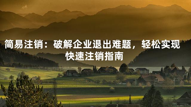 简易注销：破解企业退出难题，轻松实现快速注销指南