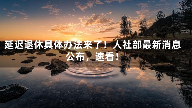 延迟退休具体办法来了！人社部最新消息公布，速看！