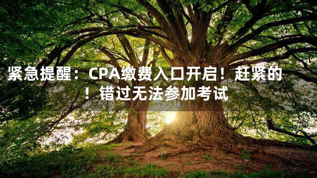 紧急提醒：CPA缴费入口开启！赶紧的！错过无法参加考试