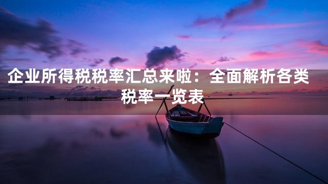 企业所得税税率汇总来啦：全面解析各类税率一览表