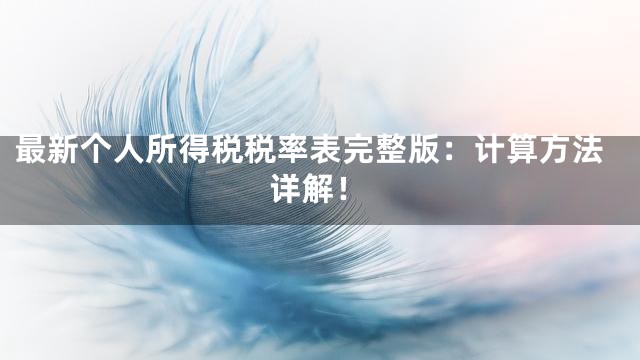 最新个人所得税税率表完整版：计算方法详解！