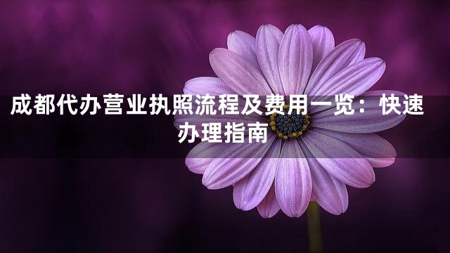 成都代办营业执照流程及费用一览：快速办理指南