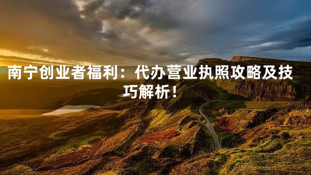 南宁创业者福利：代办营业执照攻略及技巧解析！