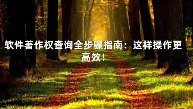 软件著作权查询全步骤指南：这样操作更高效！