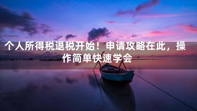 个人所得税退税开始！申请攻略在此，操作简单快速学会