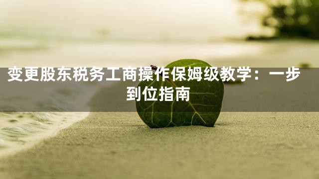 变更股东税务工商操作保姆级教学：一步到位指南