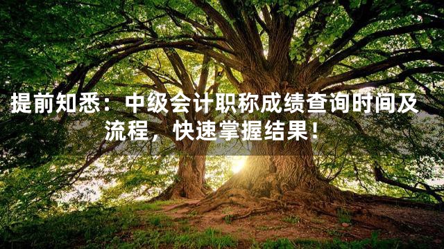 提前知悉：中级会计职称成绩查询时间及流程，快速掌握结果！