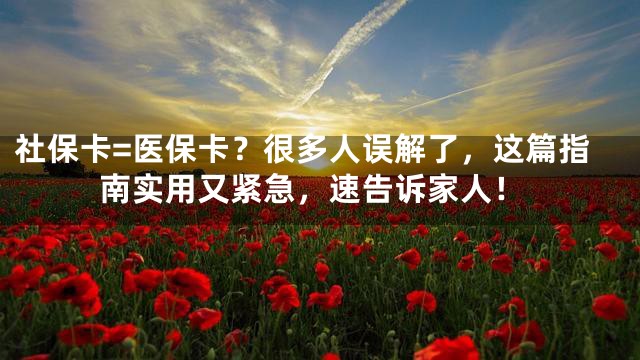 社保卡=医保卡？很多人误解了，这篇指南实用又紧急，速告诉家人！