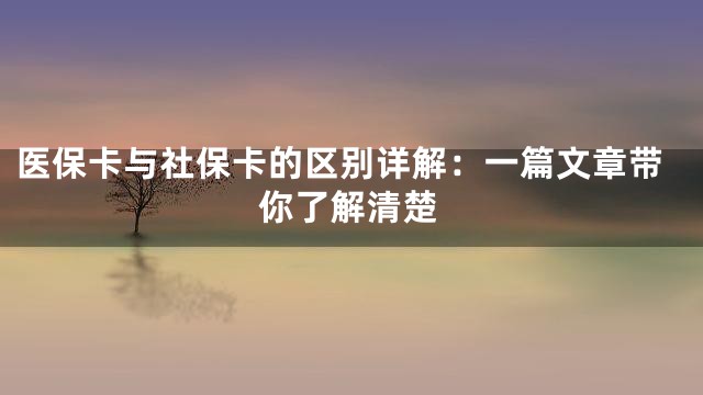 医保卡与社保卡的区别详解：一篇文章带你了解清楚