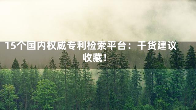 15个国内权威专利检索平台：干货建议收藏！