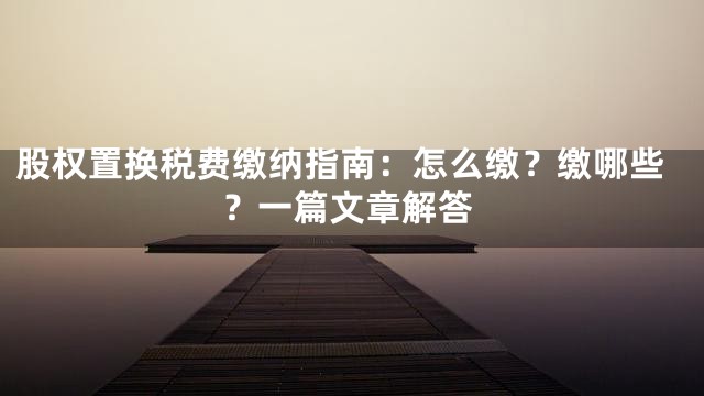 股权置换税费缴纳指南：怎么缴？缴哪些？一篇文章解答