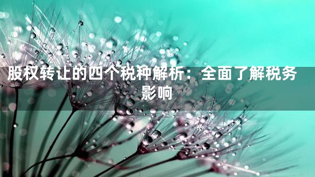 股权转让的四个税种解析：全面了解税务影响