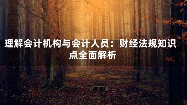 理解会计机构与会计人员：财经法规知识点全面解析