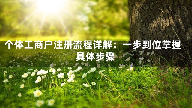 个体工商户注册流程详解：一步到位掌握具体步骤