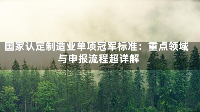 国家认定制造业单项冠军标准：重点领域与申报流程超详解