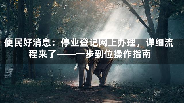 便民好消息：停业登记网上办理，详细流程来了——一步到位操作指南